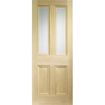 Pine Edwardian Glazed 4 Panel Internal Door Wooden Timber In...